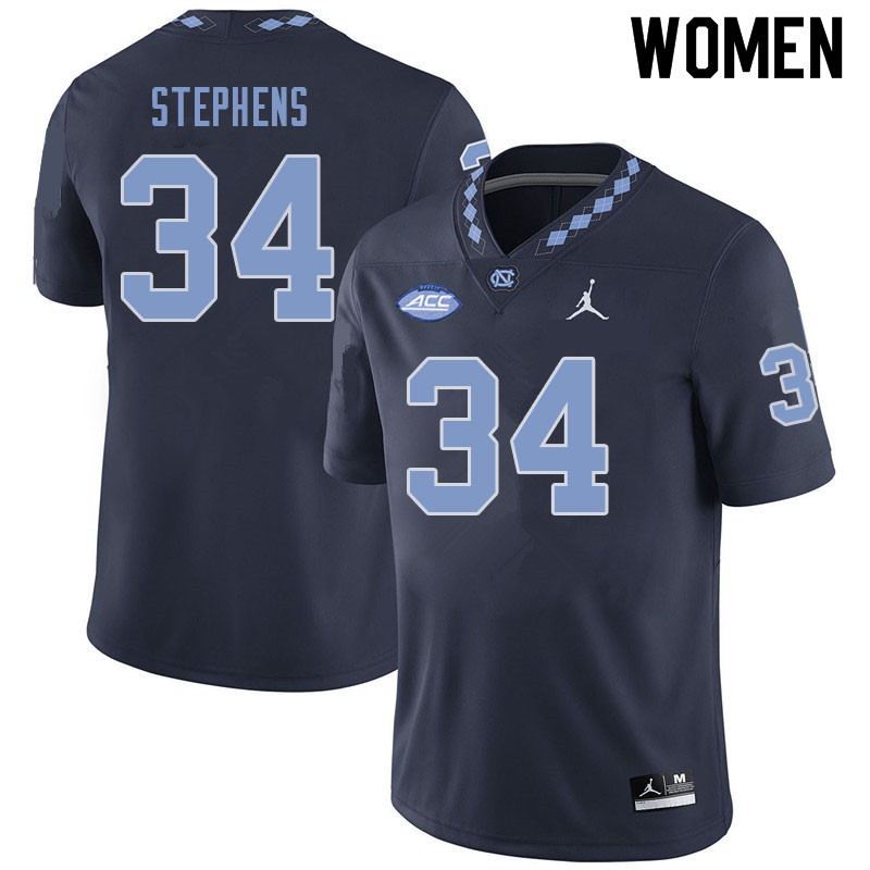 Women #34 Gabe Stephens North Carolina Tar Heels College Football Jerseys Sale-Navy